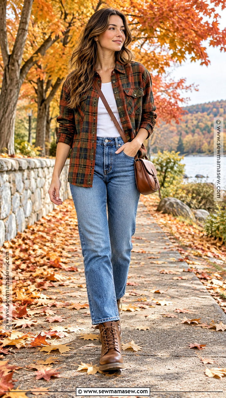Plaid Overshirt And Blue Jeans Outfit - 30 autumn 2026 outfits