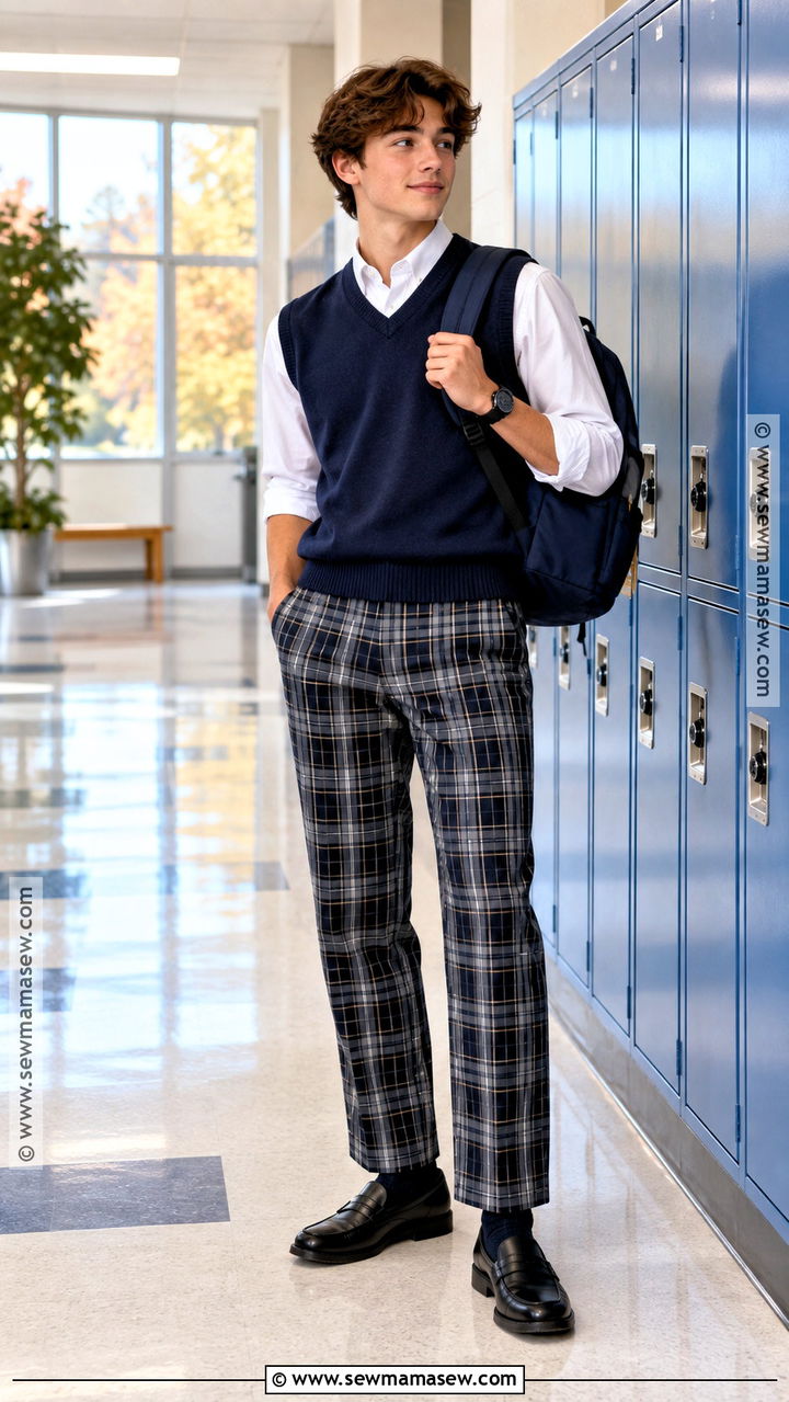 Plaid Pants And Sweater Vest High School Uniform - 20 back to school outfits uniform highschool