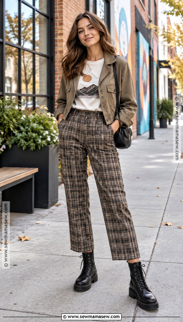 Plaid Pants With Graphic T Shirt - 20 fall plaid pants