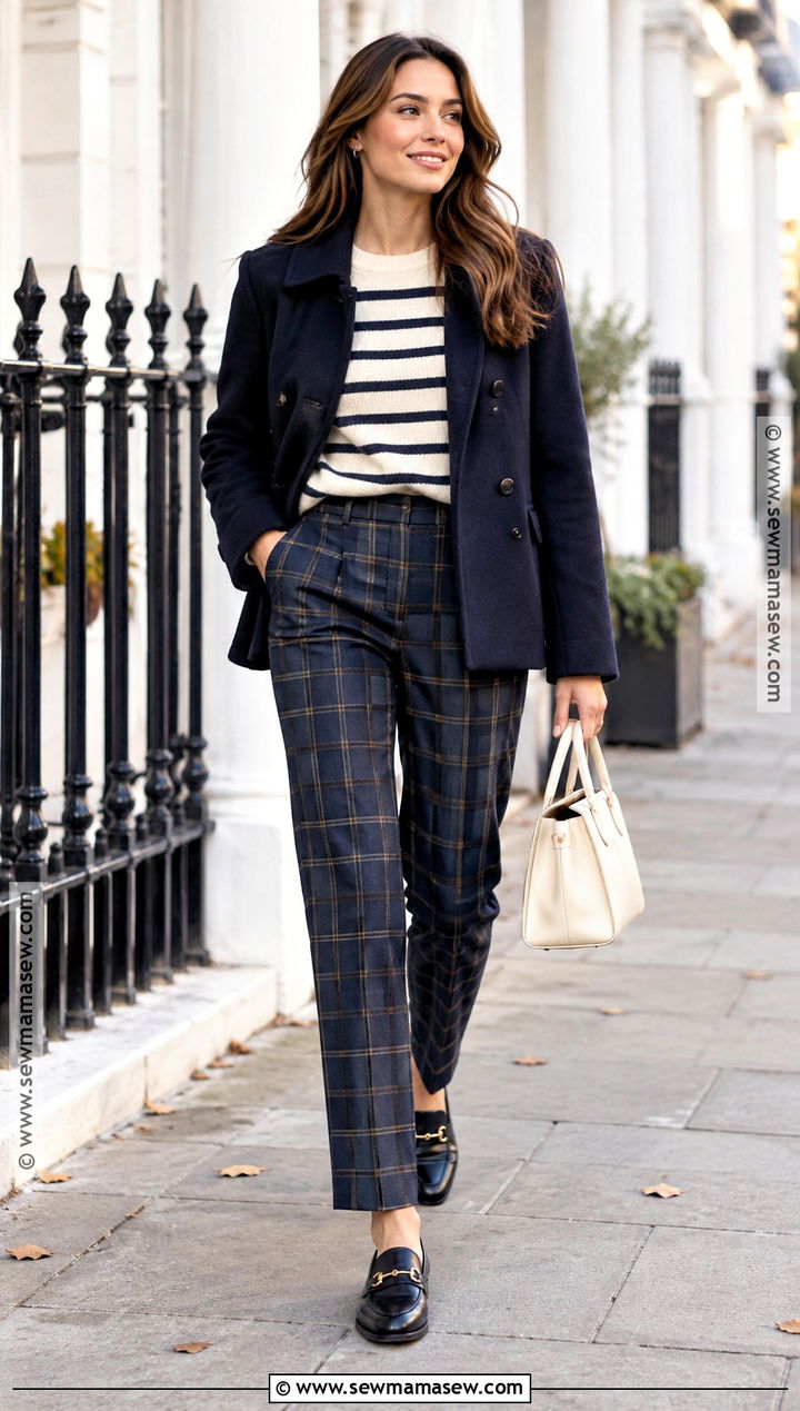 Plaid Pants With Striped Sweater - 20 fall plaid pants