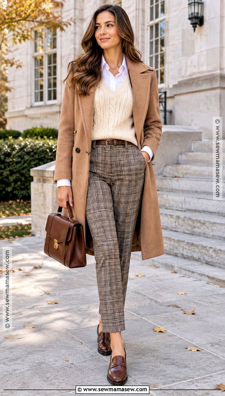 Plaid Pants With Sweater Vest And Shirt - 20 fall plaid pants
