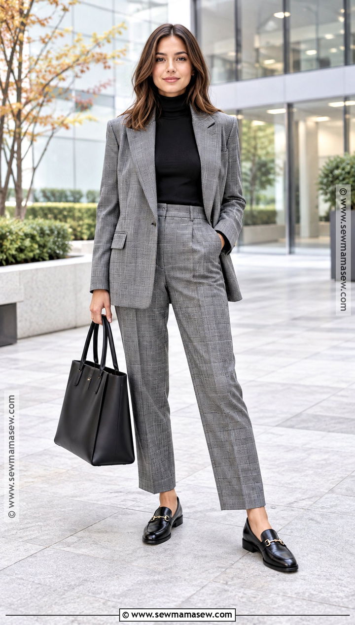 Plaid Pantsuit And Loafers Outfit - 25 fall 2026 fashion ideas