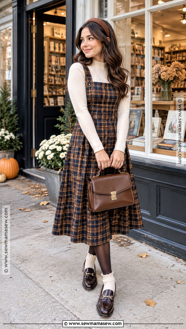 Plaid Pinafore Fall Outfit - 25 whimsical fall outfits