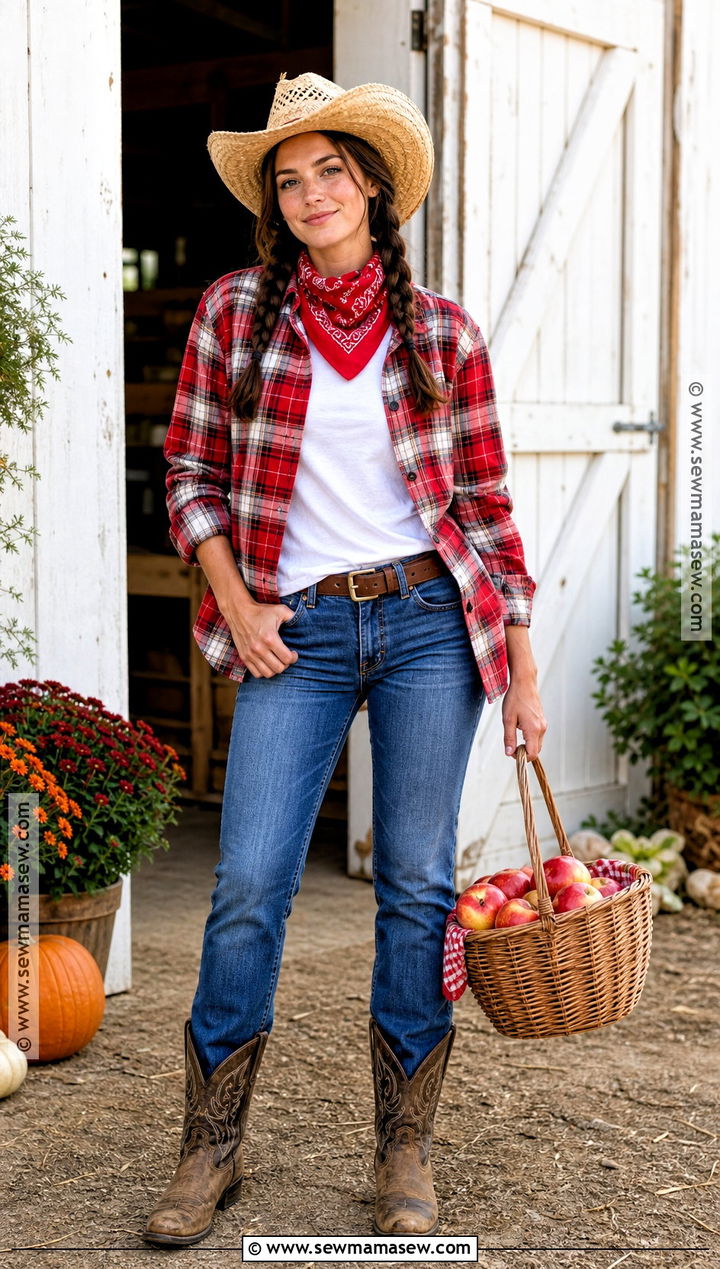 Plaid Ranch Cowgirl Costume - 50 cowgirl costume ideas
