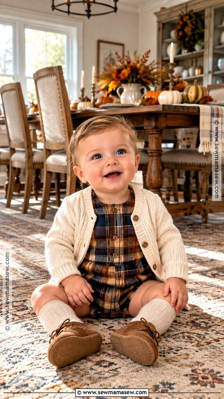 Plaid Romper And Baby Booties Outfit - 20 baby thanksgiving outfit ideas for boys
