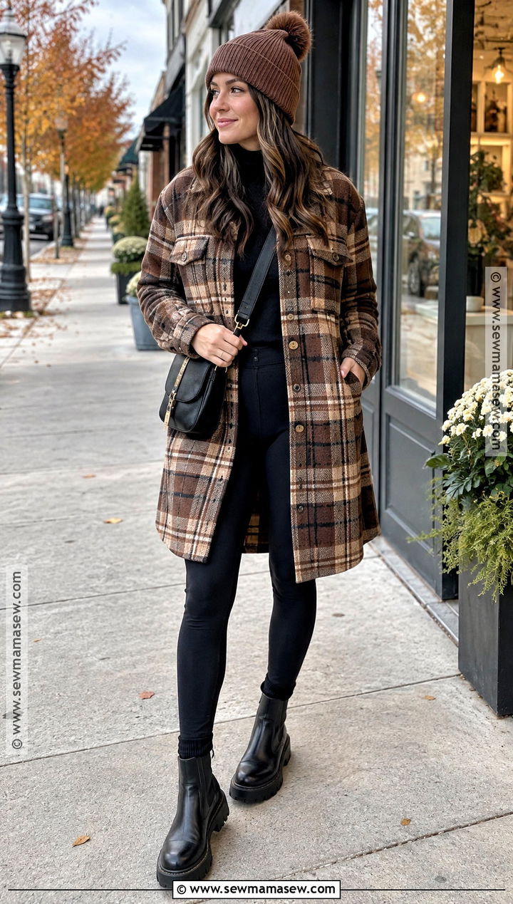 Plaid Shacket And Leggings Fall Outfit - 25 fall outfit inspired ideas
