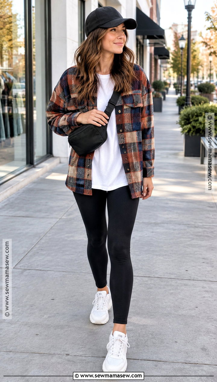 Plaid Shacket And Leggings Fall Outfit - 15 fall women outfits 2026