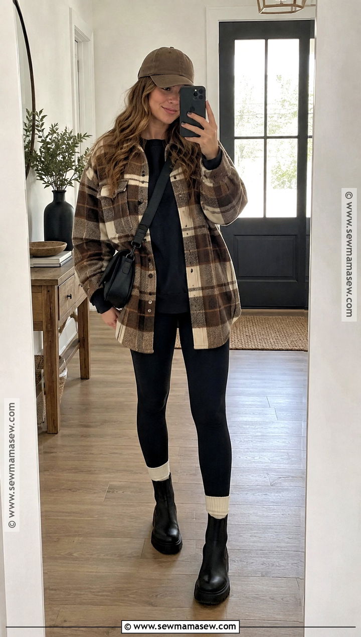 Plaid Shacket And Leggings Fall Outfit - 15 fall clothing ideas 2026