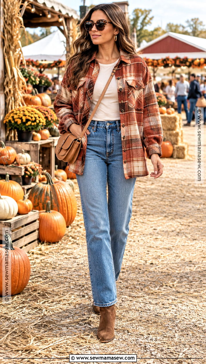 Plaid Shacket Fall Festival Outfit - 30 fall festival outfit ideas