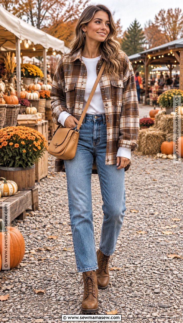 Plaid Shacket Fall Festival Outfit - 20 festival fall outfit ideas