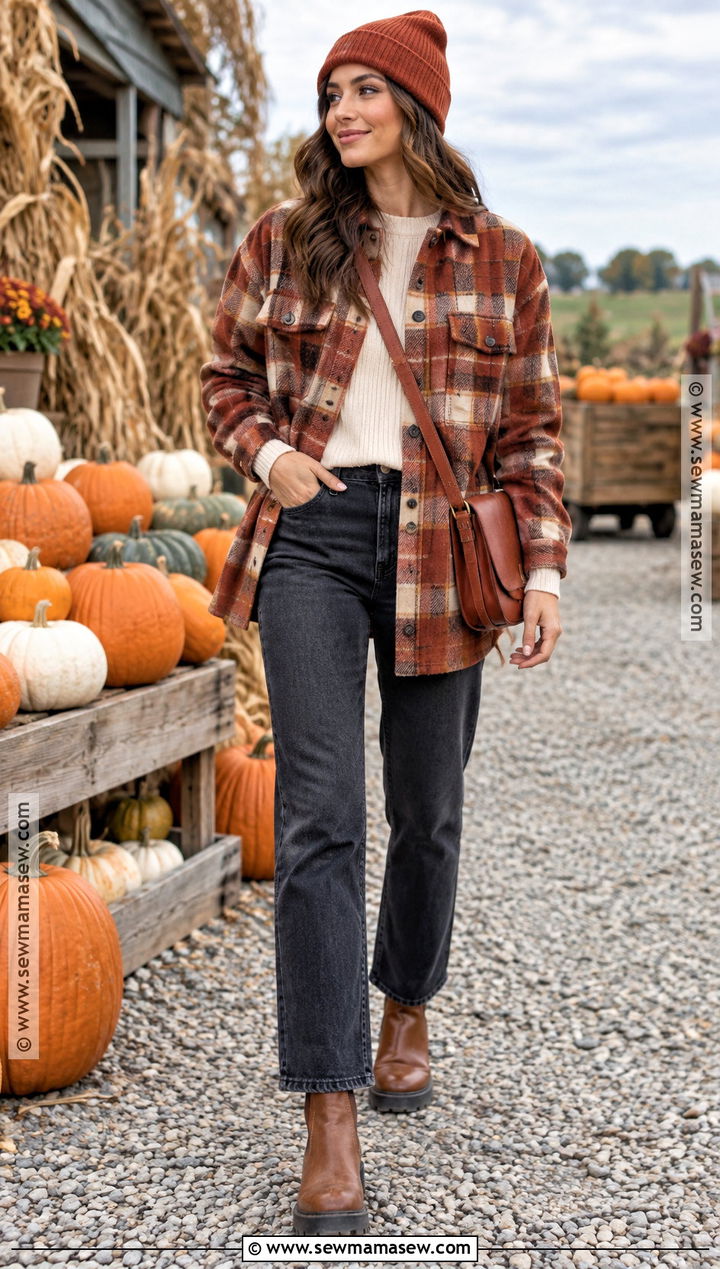 Plaid Shacket Fall Outfit - 20 outdoor fall outfits