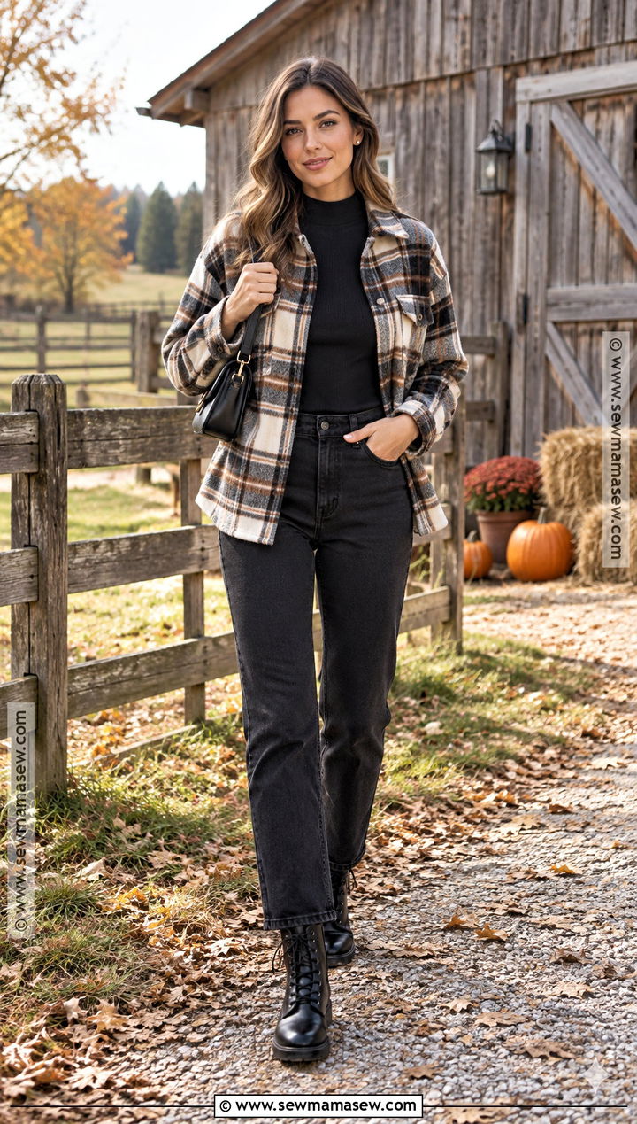 Plaid Shacket Fall Photo Shoot Outfit - 30 fall photo shoot outfits