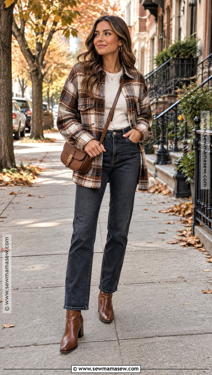 Plaid Shacket With Jeans And Ankle Boots - 25 fall plaid ideas