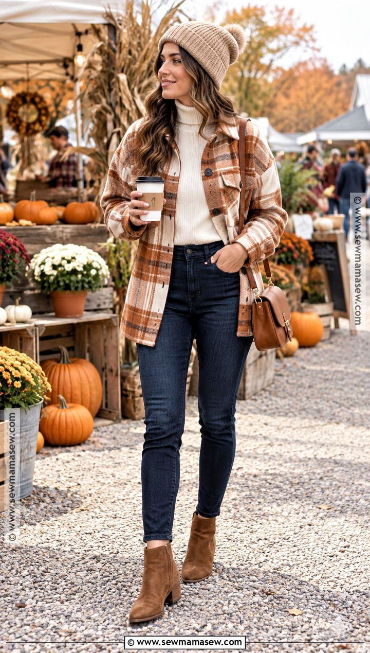 Plaid Shacket With Jeans And Ankle Boots - 15 affordable fall fashion jackets