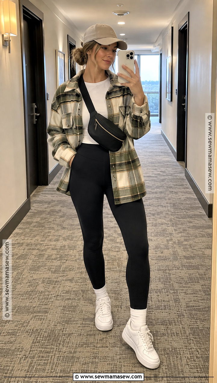 Plaid Shacket and Leggings Nashville October Outfit - 20 nashville in october outfits