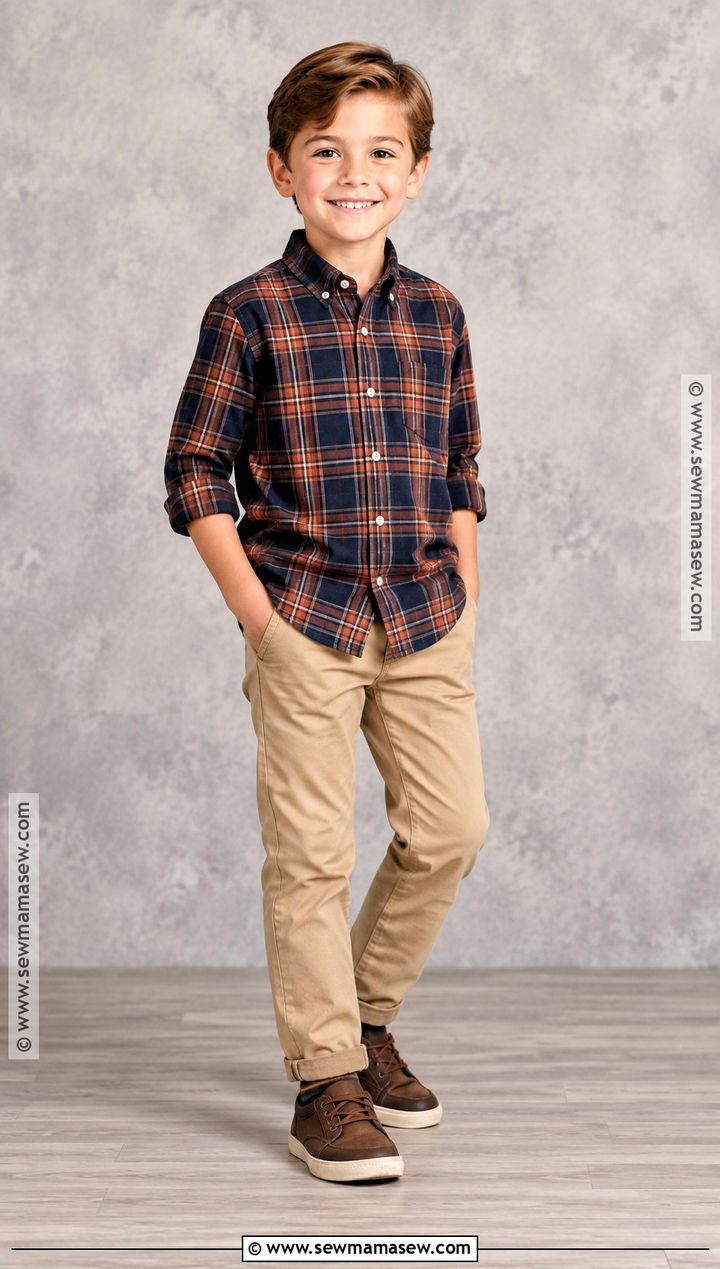 Plaid Shirt And Chinos Fall Picture Day Outfit - 25 fall picture day outfits for kids