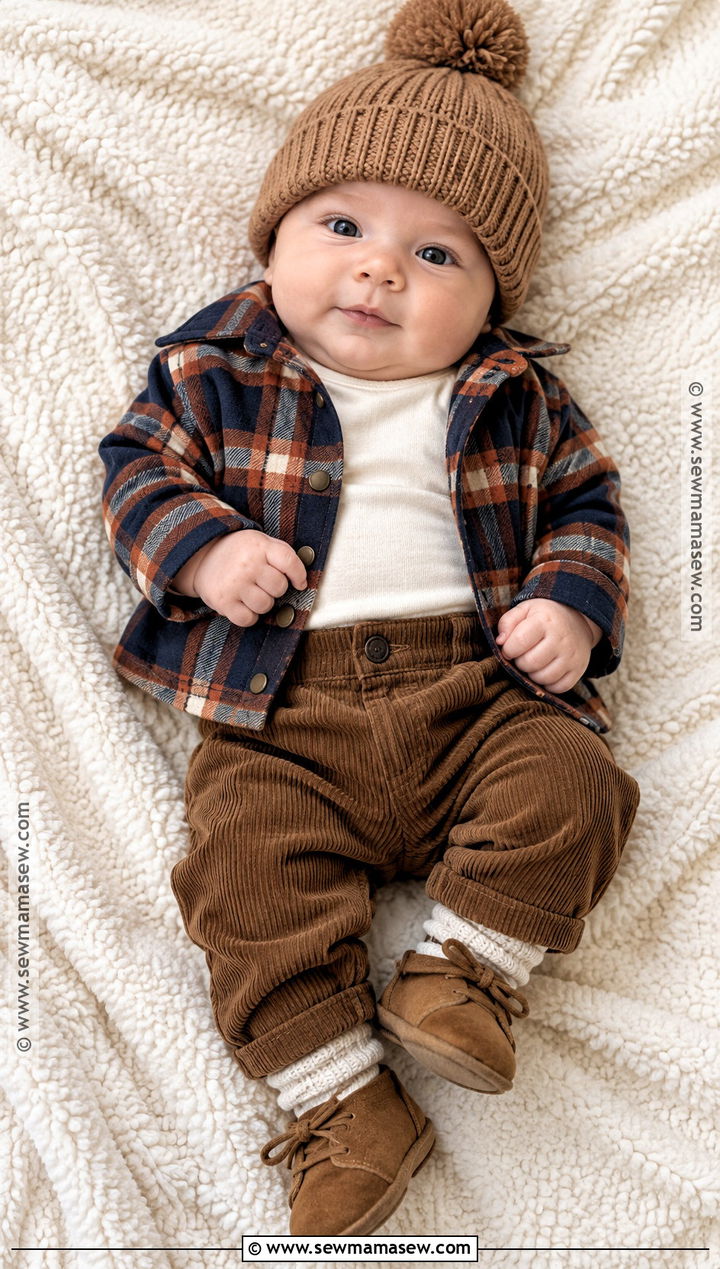 Plaid Shirt And Corduroy Pants Baby Boy Fall Outfit - 15 Baby Boy Fall Outfits 0-3 Months
