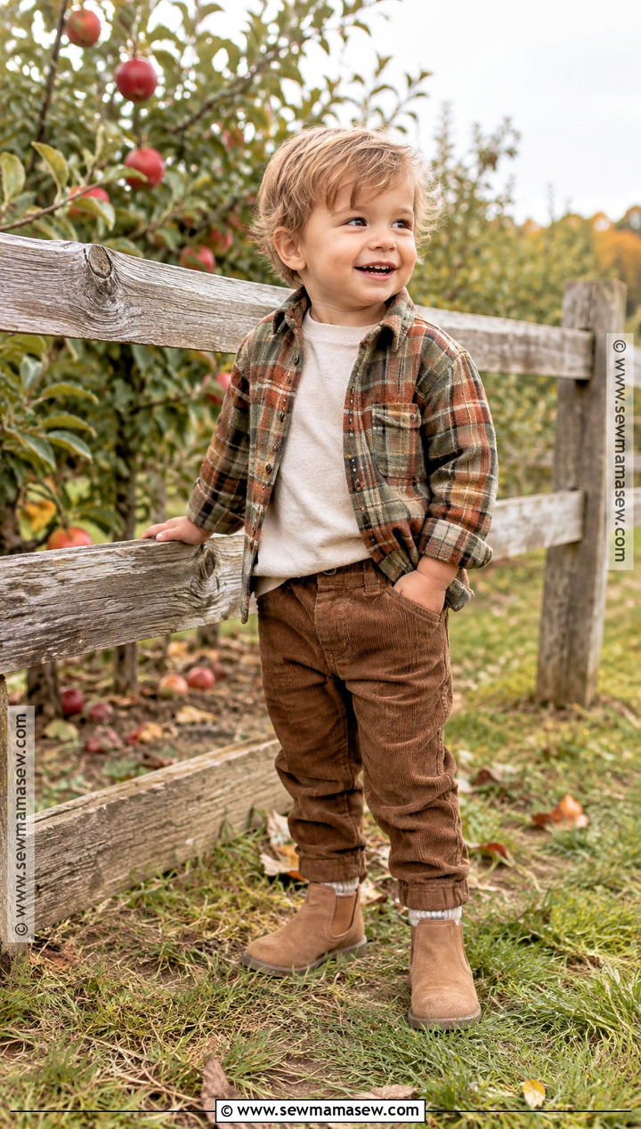 Plaid Shirt And Corduroy Pants Toddler Fall Outfit - 25 fall toddler outfits