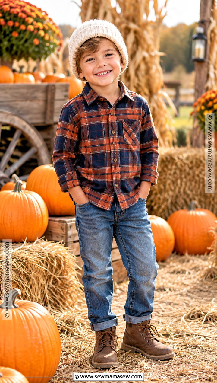Plaid Shirt And Jeans Pumpkin Patch Outfit - 25 pumpkin patch outfit ideas for kids