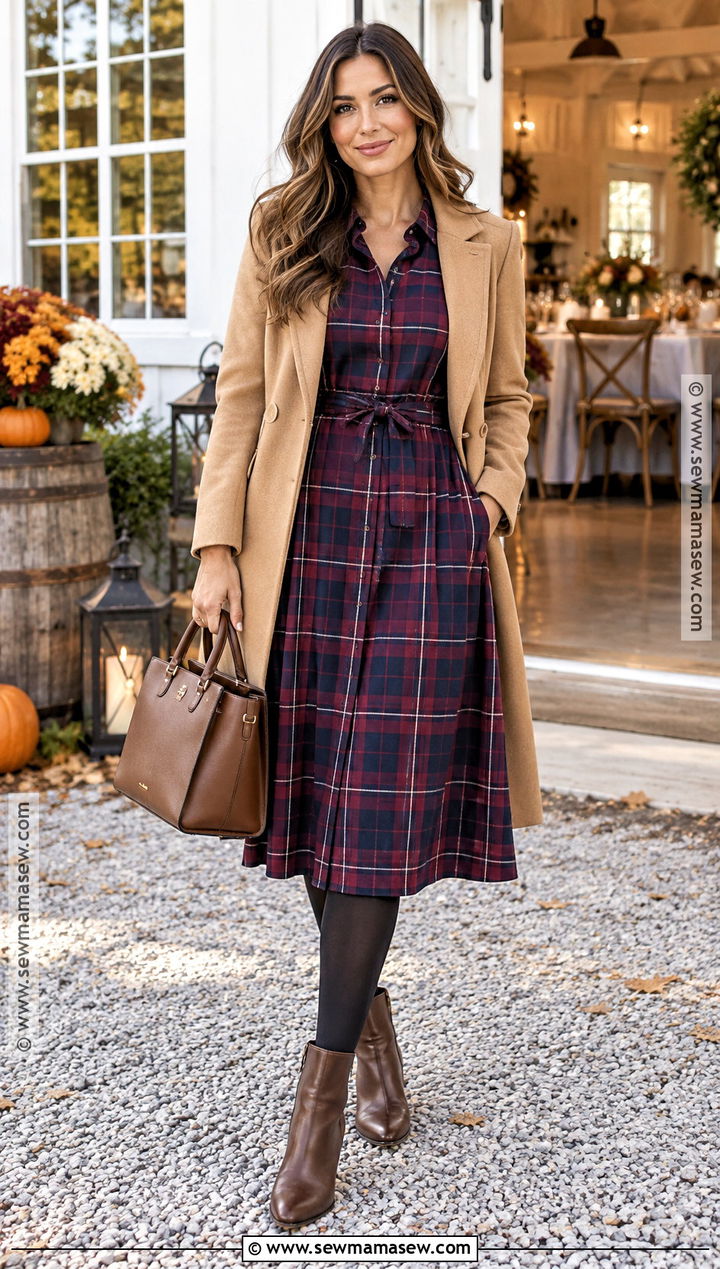 Plaid Shirt Dress Fall Baby Shower Guest Outfit - 25 baby shower outfit for guest fall ideas