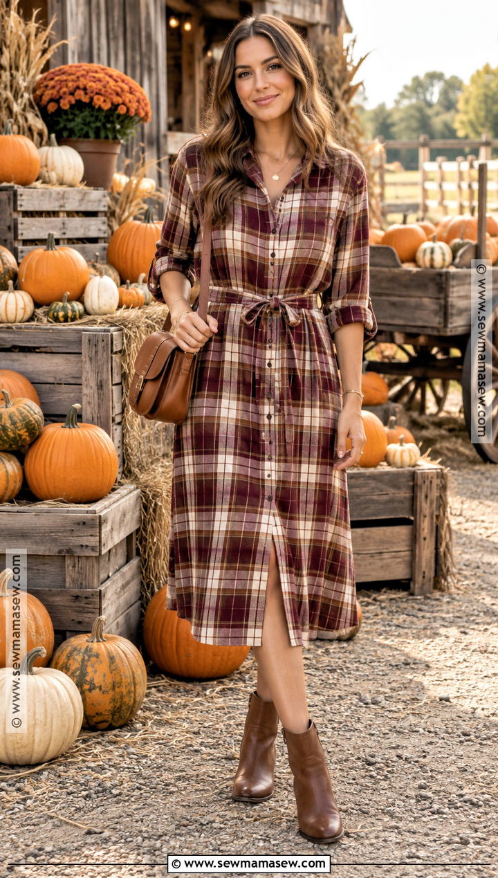 Plaid Shirt Dress Pumpkin Patch Outfit - 20 pumpkin patch dress ideas
