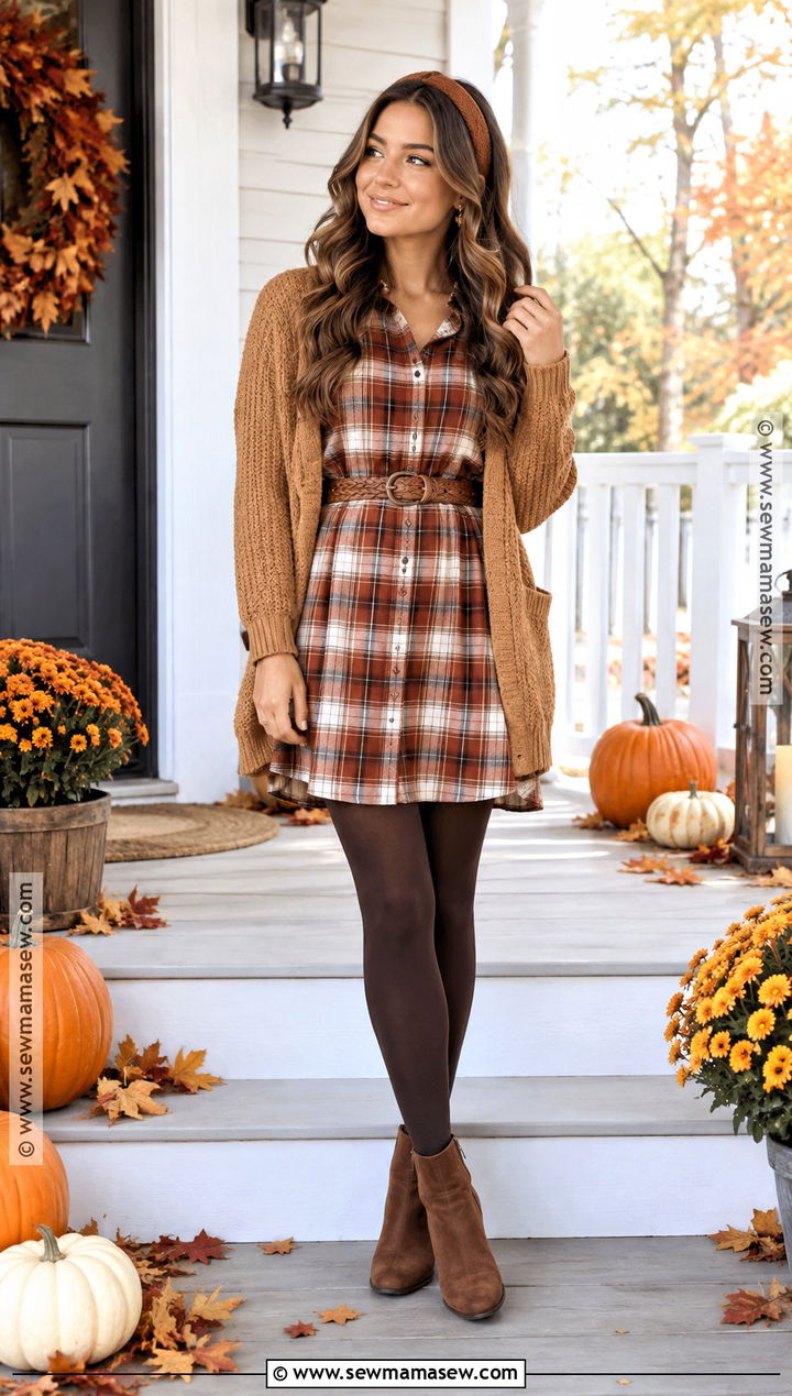 Plaid Shirt Dress Thanksgiving Outfit - 15 thanksgiving outfits for girls