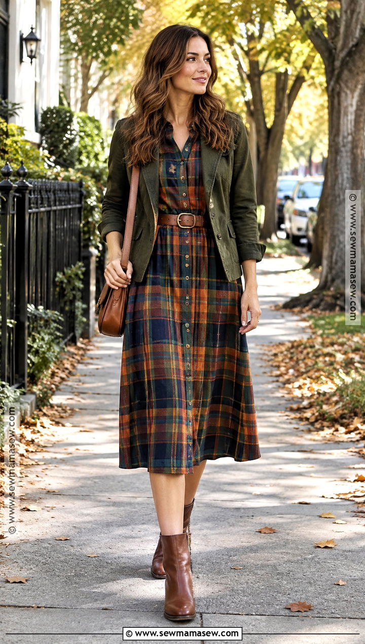 Plaid Shirt Fall Dress - 20 fall fashion dresses