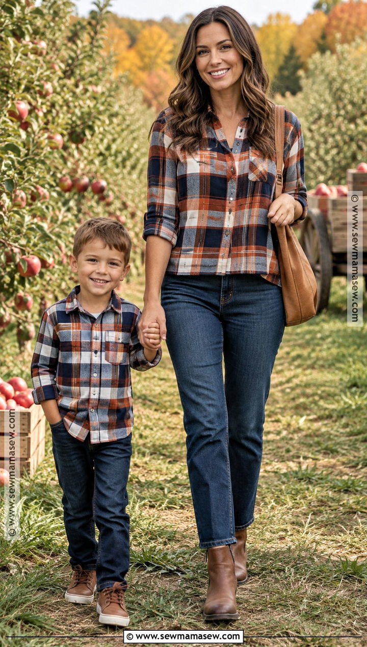 Plaid Shirt Fall Mom and Son Outfit - 15 fall mom and son outfits