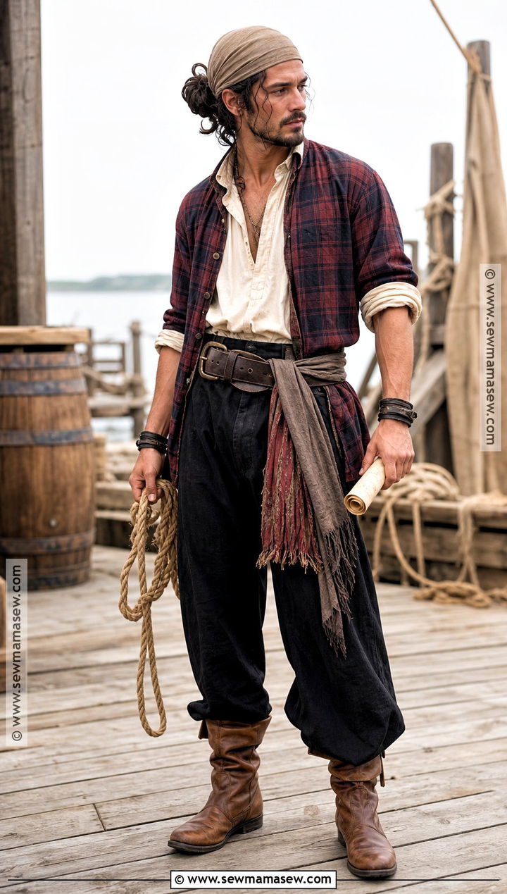 Plaid Shirt Pirate Costume - 35 easy pirate costume ideas