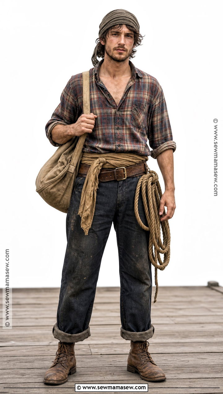 Plaid Shirt Pirate Deckhand Costume - 30 last minute pirate costume ideas
