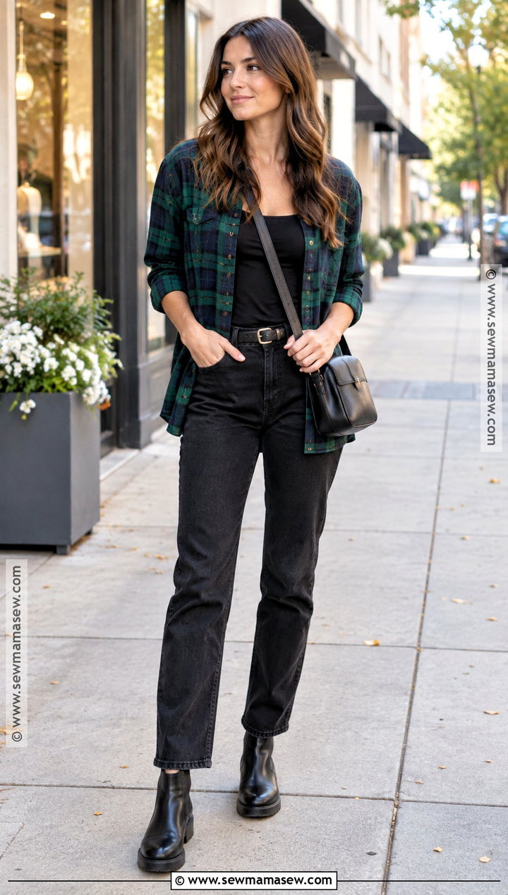 Plaid Shirt With Black Jeans And Chelsea Boots - 25 fall plaid ideas