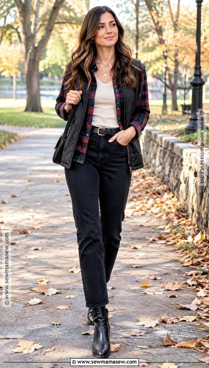 Plaid Shirt and Black Jeans Autumn Outfit - 15 stylish outfits for autumn