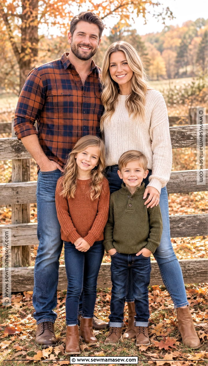 Plaid Shirts And Jeans Family Outfit - 20 fall family pictures outfits jeans