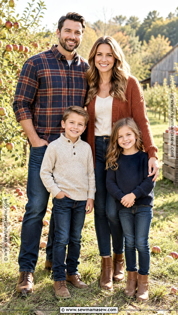 Plaid Shirts With Dark Denim For Fall Family Photos - 20 fall family photos jeans