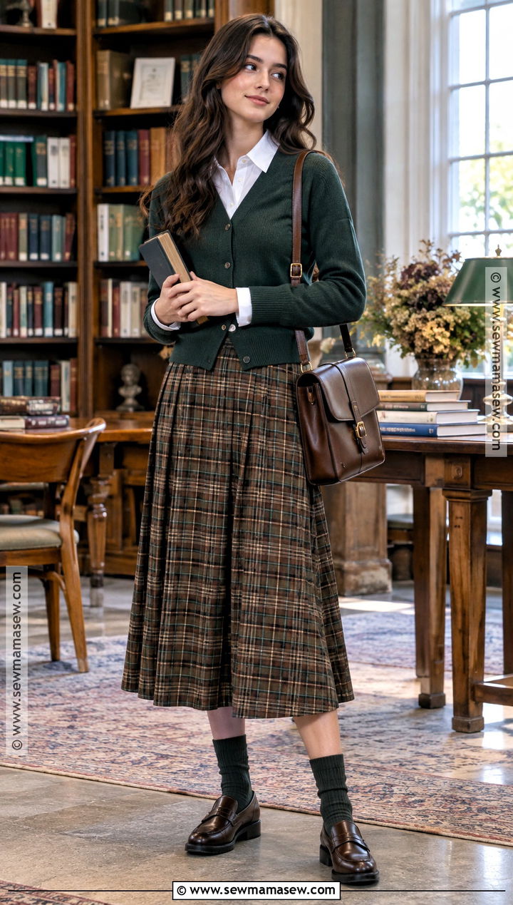 Plaid Skirt And Cardigan Fall Outfit - 20 fall trends outfits