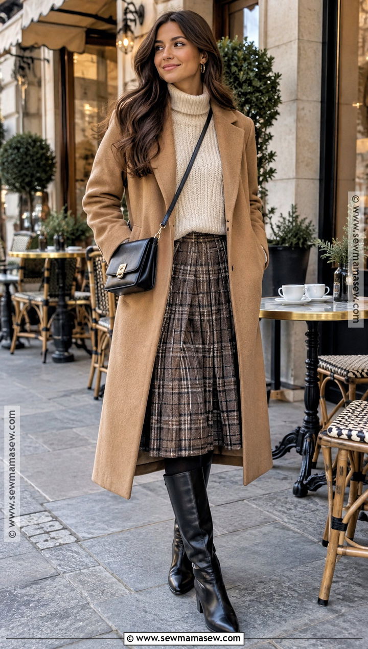 Plaid Skirt And Chunky Sweater Outfit - 15 November 2026 Outfit Ideas