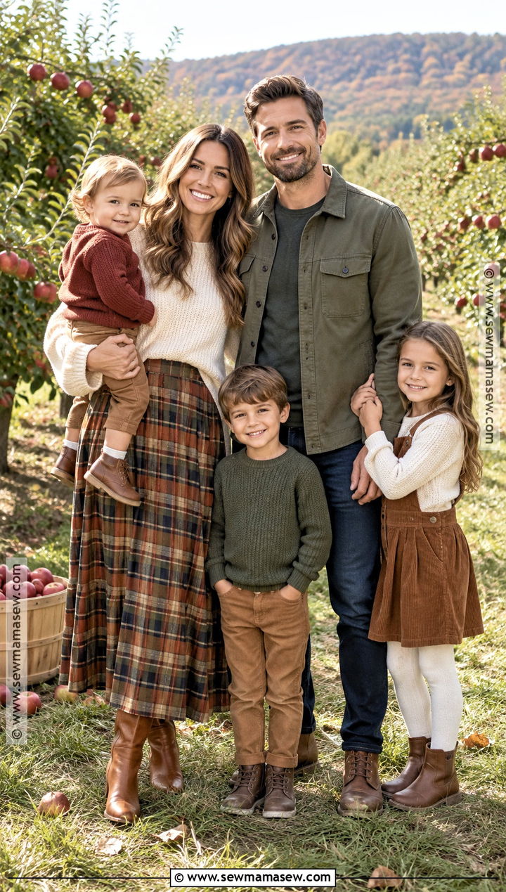 Plaid Skirt And Cream Family Outfit - 15 boho fall family photos outfits
