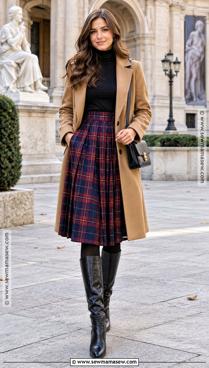 Plaid Skirt And Knee High Boots Autumn Outfit - 15 Style Autumn Ideas 2026