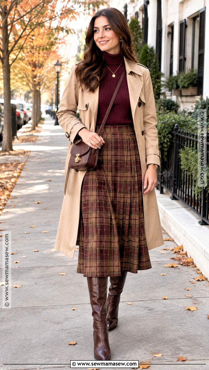 Plaid Skirt And Knee High Boots Outfit - 15 2026 fall styles for women