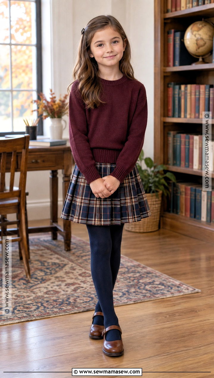 Plaid Skirt And Solid Sweater School Photo Outfit - 15 fall school photos outfits