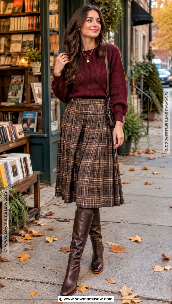 Plaid Skirt And Sweater Fall Outfit - 15 Fall Outfits For Insta Pics