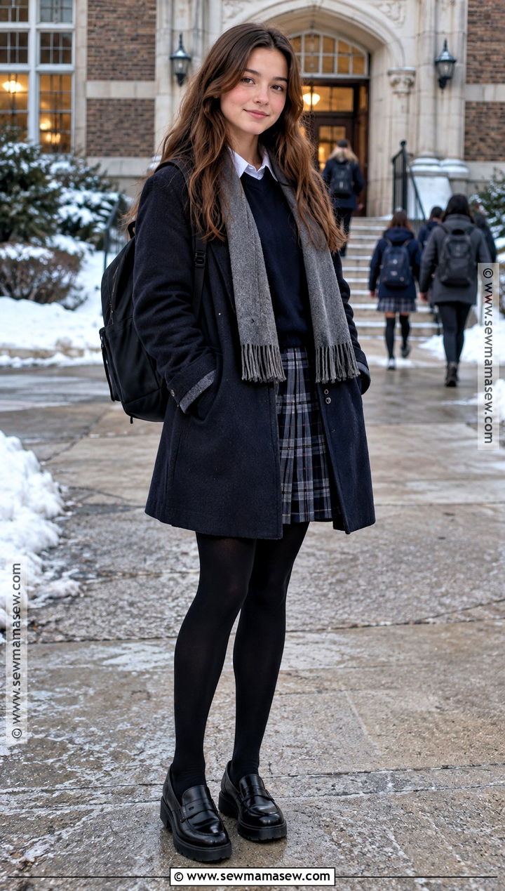 Plaid Skirt And Tights Uniform Outfit - 15 back to school outfits uniform ideas