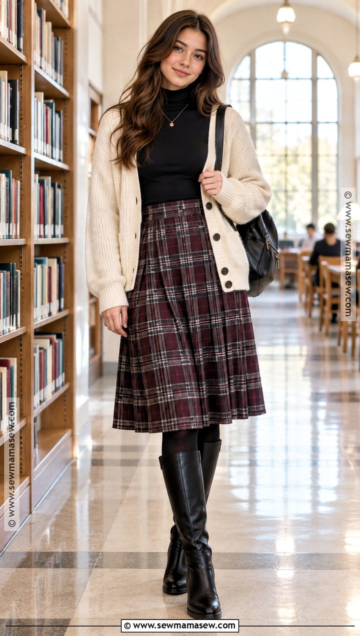 Plaid Skirt And Turtleneck Back To School Outfit - 20 Trendy Back To School Outfits