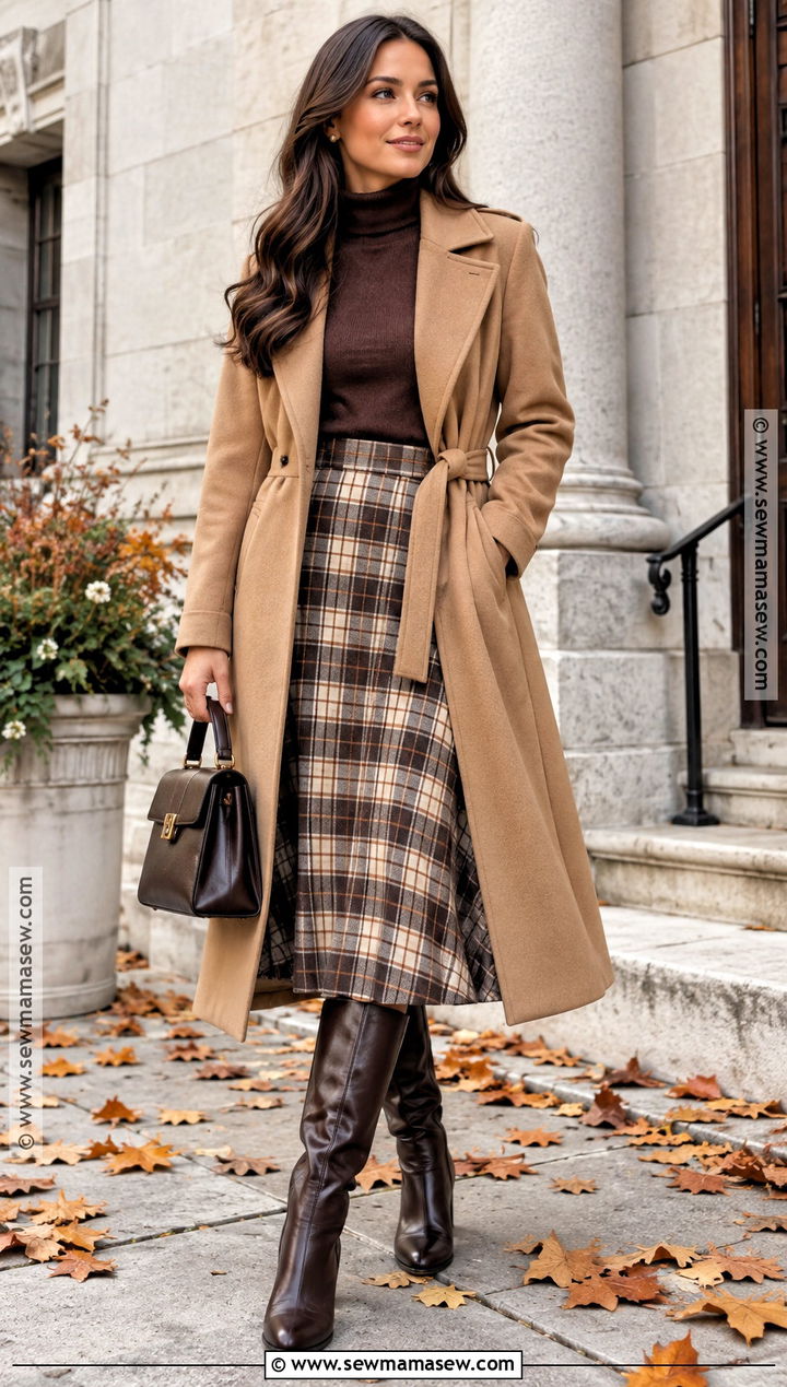 Plaid Skirt And Turtleneck Church Outfit - 20 Church Fits Fall
