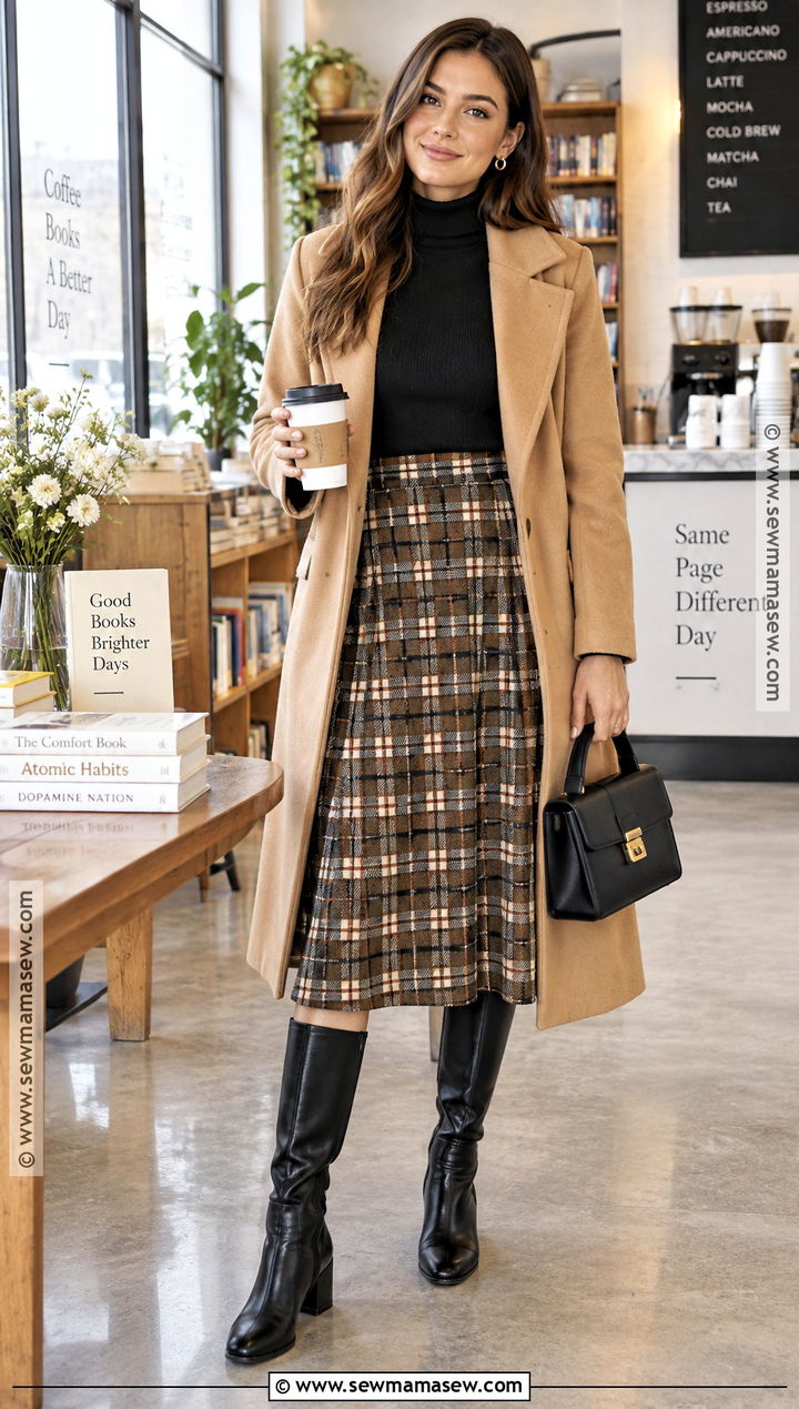 Plaid Skirt And Turtleneck Fall Birthday Outfit - 20 Casual Birthday Outfit Fall Ideas
