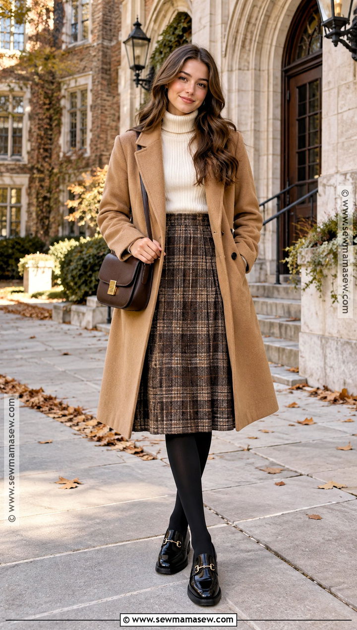 Plaid Skirt And Turtleneck Fall Outfit - 25 fall outfits 2026 for women