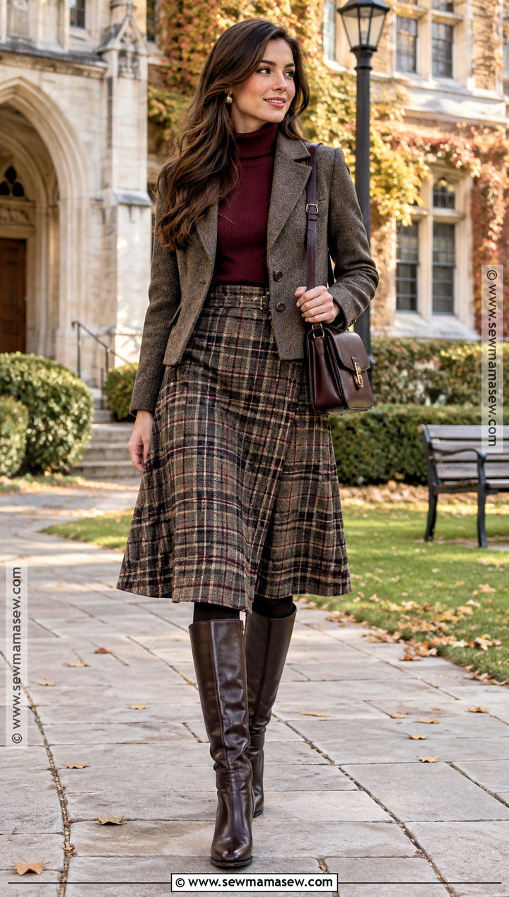 Plaid Skirt And Turtleneck Outfit - 15 Fashion AutumnWinter 20242020 Ideas