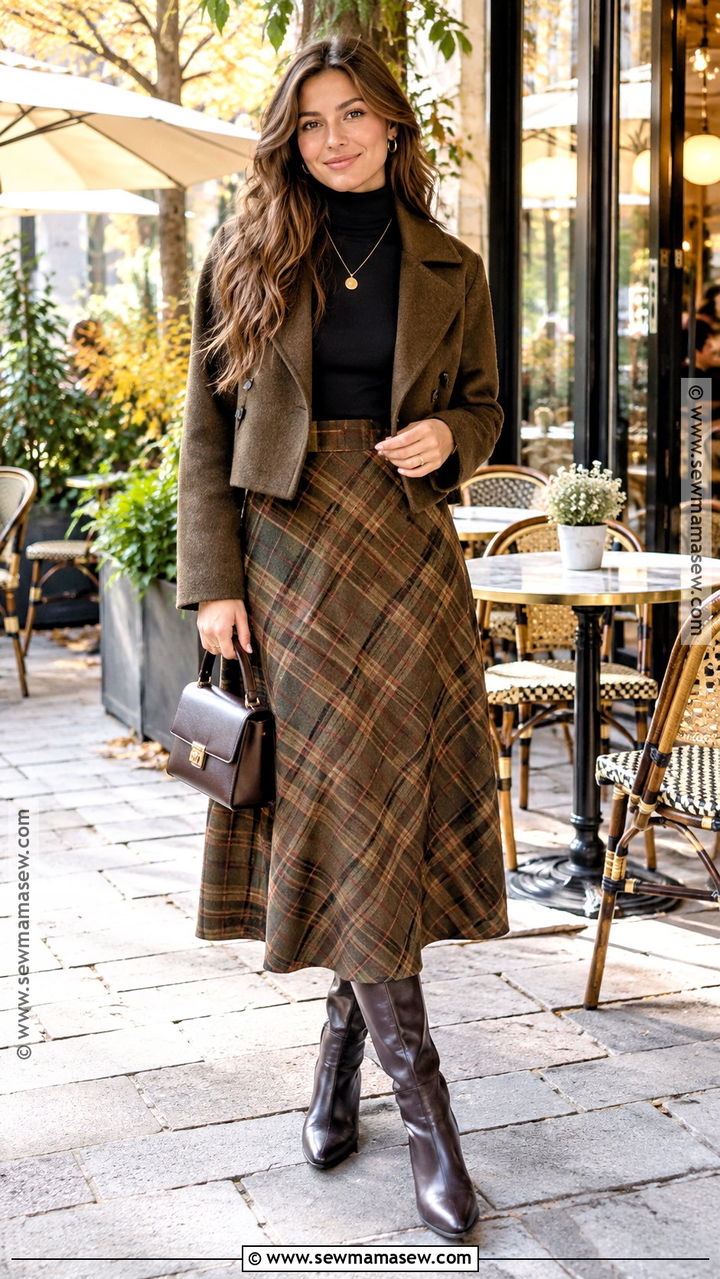 Plaid Skirt Coffee Outfit - 20 Autumn Coffee Outfit Ideas