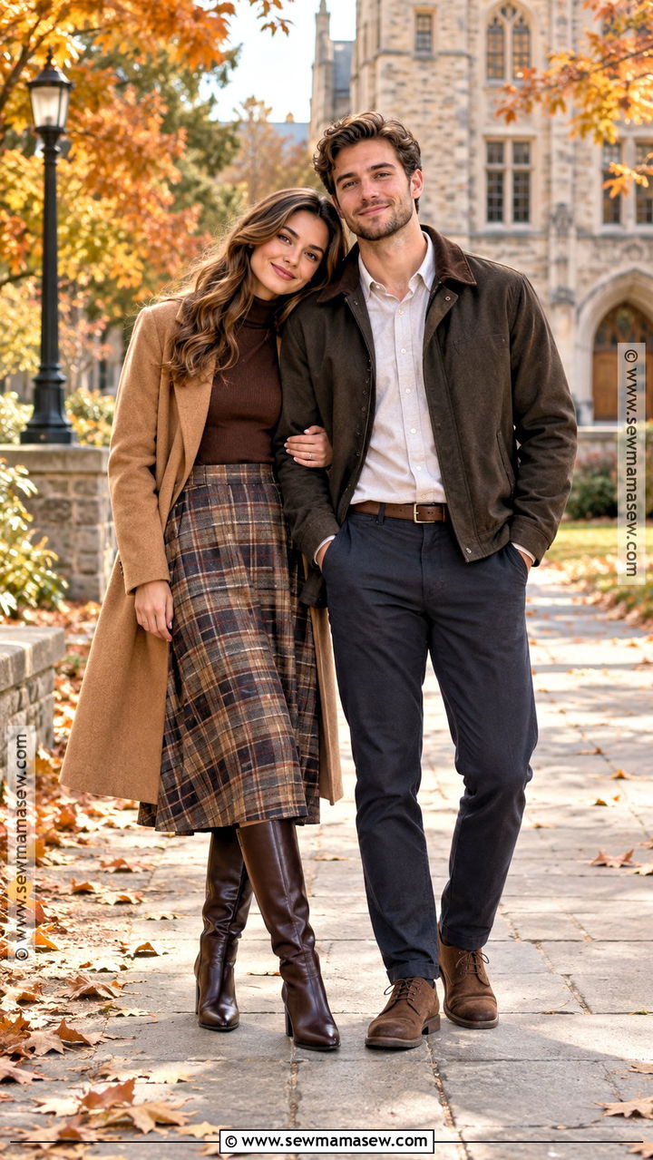Plaid Skirt Fall Engagement Outfit - 20 engagement picture outfits fall