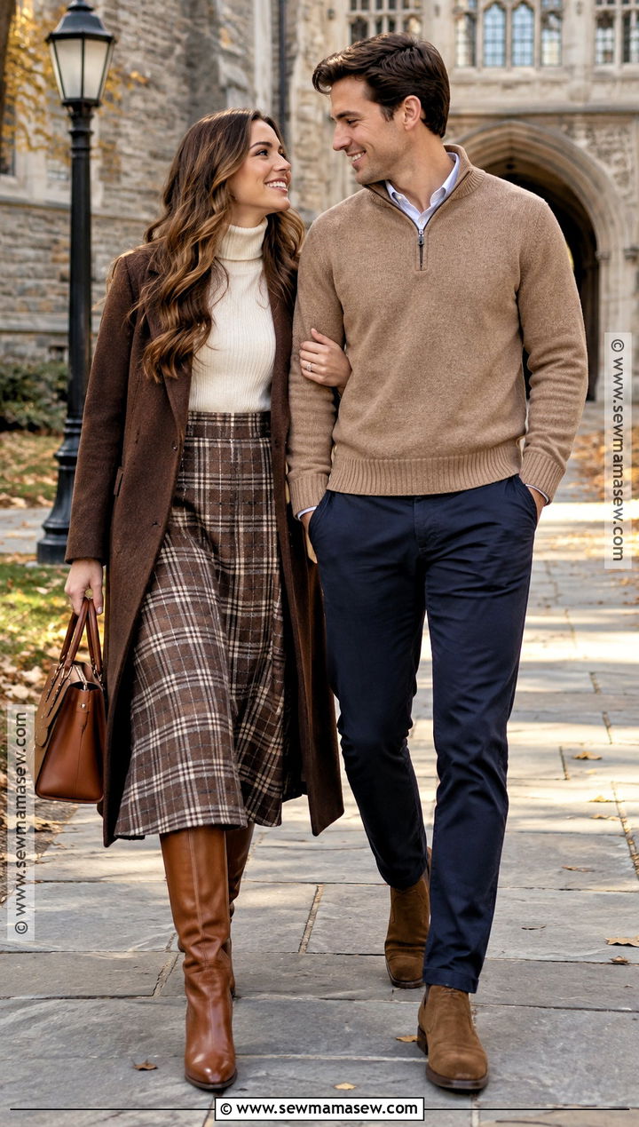 Plaid Skirt Fall Engagement Outfit - 15 engagement session outfits fall